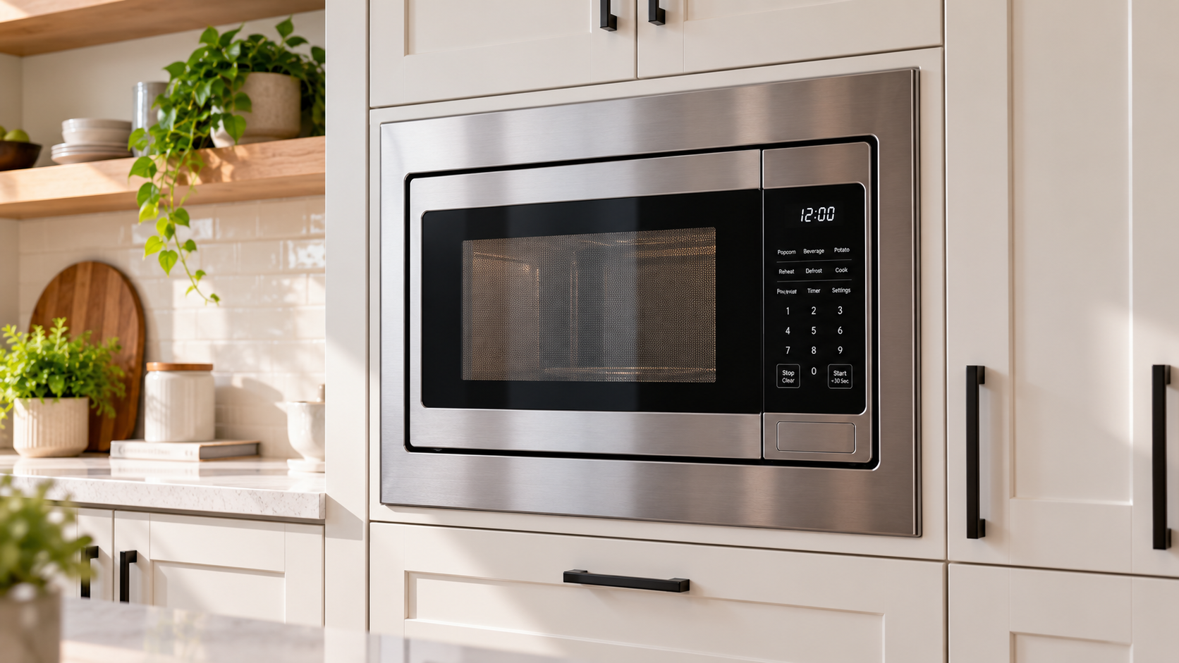 Modern Kitchen with Built-In Microwave